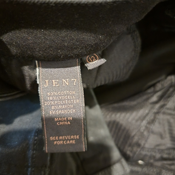 JEN7 BY 7 FOR ALL MANKIND Size 12 Black Sheen Ankle Skinny Jeans. - Picture 6 of 8